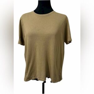 Zara Short Sleeve Classic Tan Minimalist women’s Tee, Size Large
